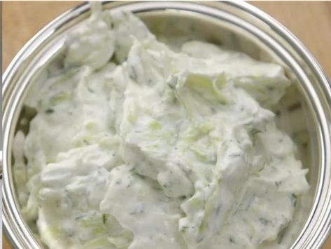 Get Easy Tzatziki Recipe from Food Network Easy Tzatziki, Tzatziki Recipe, Greek Dinner, Gluten Free Turkey, Grilled Turkey Burgers, Creamed Cucumbers, Gluten Free Wraps, Tzatziki Recipes, Garlic Shrimp Pasta