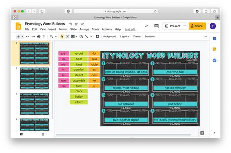 Vocabulary and Etymology • Teacher Thrive Etymology Activities, Science Of Reading Vocabulary, Morphology Games, Morphology Lessons, Morphology Word Wall, Vocabulary Choice Board, Root Words Activities, Education Apps, Resource Room Teacher