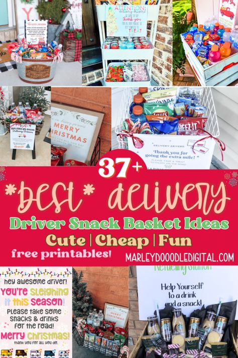 Looking for a way to thank your delivery drivers? This post offers 37+ snack basket ideas, perfect for setting up a snack cart or station. With free printable thank you signs, you can easily create a welcoming spot to keep your delivery drivers refreshed during the busy holiday season. Download your free printables and start setting up your delivery driver snack basket today! Goodie Basket For Delivery People, Delivery Driver Snack Basket Ideas, Basket For Delivery Drivers, Snack Basket Ideas, Delivery Driver Snack Basket, Spring Family Activities, Best Snack Ideas, Drink Basket, Outdoor Snacks