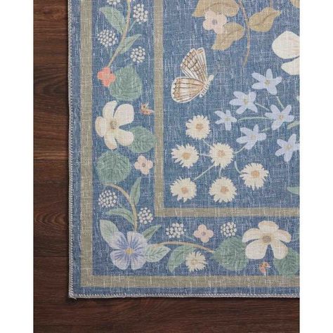 Rifle Paper Co x Loloi Rug Cotswolds Collection COTWCOT-03IN00_25 Blanket Basket, Loloi Rugs, Birch Lane, Rug Direct, Green Area Rugs, Power Loom, Girl's Room, Green And Orange, Rug Design