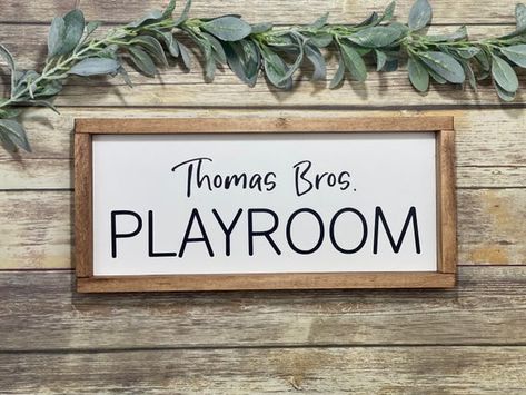 Personalized playroom sign playroom sign with names playroom | Etsy Kids Playroom Sign, Custom Playroom, Laser Cut Wall Art, Marriage Signs, Special Walnut Stain, Playroom Rules, Indoor Playhouse, Playroom Signs, Making Signs On Wood