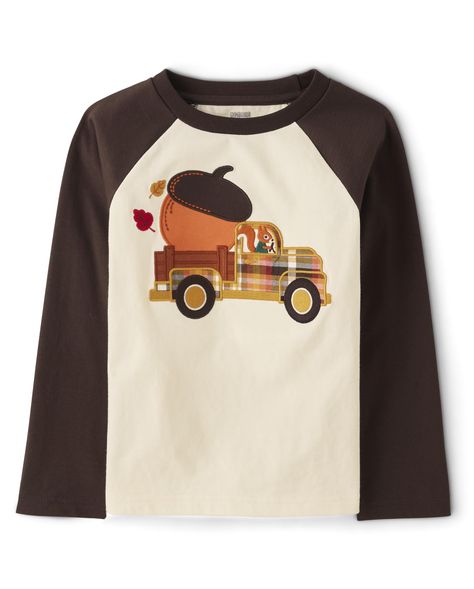 PRICES MAY VARY. LONG SLEEVE TOP — He's helping set the table for Thanksgiving dinner in this embroidered top! EMBROIDERY — Features squirrels driving truck and acorn FEATURES — 100% cotton jersey, ribbed neck and long raglan sleeves HAPPY HARVEST — He's racing his friends through the cornfield in head-to-toe looks from our Happy Harvest Collection! GYMBOREE — Celebrate every moment of childhood with fun kid's clothing. Shop us for dresses, tops, leggings, shorts, jeans and accessories - all wit Men's Arm Warmers & Sleeves, Thanksgiving Clothes, Top Embroidery, Kids Thanksgiving, Happy Harvest, Set The Table, Leggings Shorts, Thanksgiving Kids, Shorts Jeans