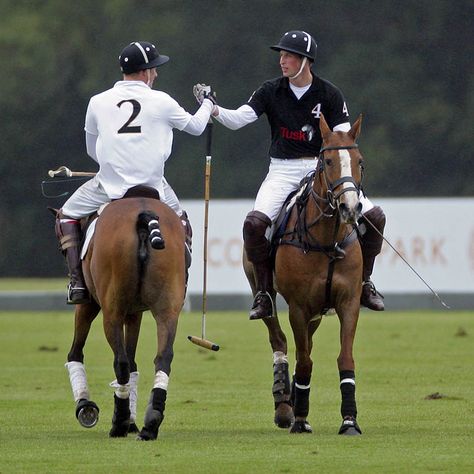 Friendly competition! William and Harry proved that their is still love between them with a friendly handshake after competing against each other in the Sentebale Polo Cup polo match at Coworth Park. Horses Playing, Prince Harry Pictures, William And Harry, Cow Boys, Polo Horse, Prins Harry, Sport Of Kings, Prince William And Harry, Polo Match