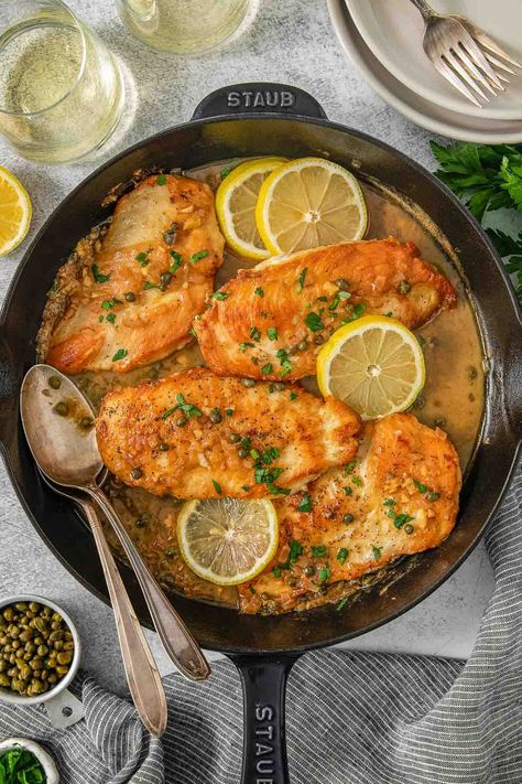 Easy Chicken Piccata Recipe - To Simply Inspire Easy Chicken Piccata Recipe, Chicken Piccata Easy, Easy Chicken Piccata, Chicken Piccata Pasta, Piccata Sauce, Wooden Skillet, Piccata Recipe, Roasted Broccolini, Over Mashed Potatoes