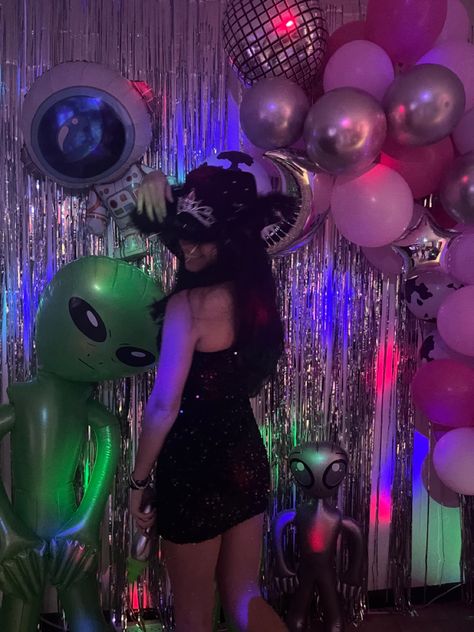 Cosmic Cowboy Party, Alien Cowgirl Party, Space Cowgirl Sweet 16 Party, Cosmic Cowgirl Party, Space Cowboy Party Theme, 18th Birthday Decorations, Space Cowgirl, Cowgirl Bachelorette, Sweet Sixteen Parties