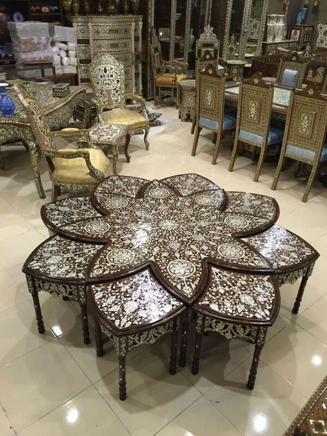 Syrian style Arabian Furniture, Arabic Decor, Moroccan Furniture, Upscale Furniture, Casa Country, Luxury House Interior Design, Carved Furniture, Fantastic Furniture, Wood Plans