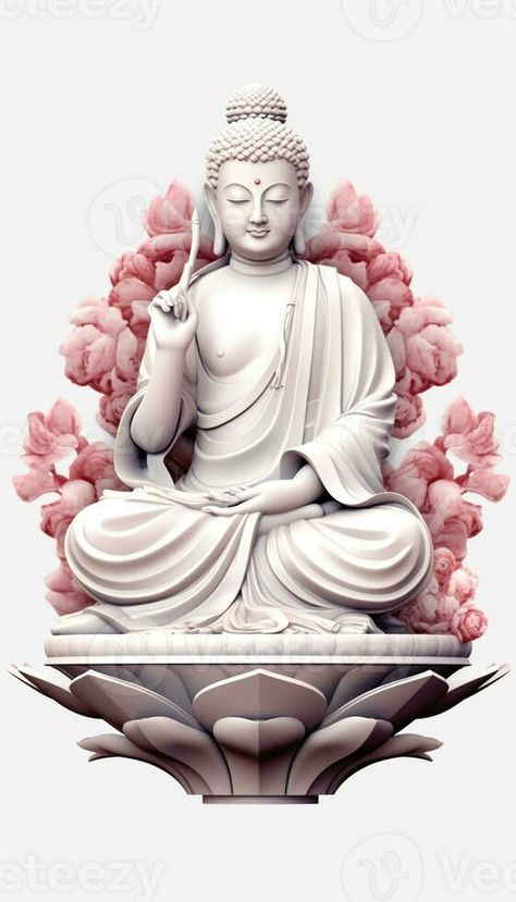 there is a statue of a buddha sitting on a lotus flower. generative ai. Buddha On Lotus, Buddha Art Painting, Chakra Art, Buddha Art, Vector Background, Lotus Flower, Buddhism, Chakra, Lotus