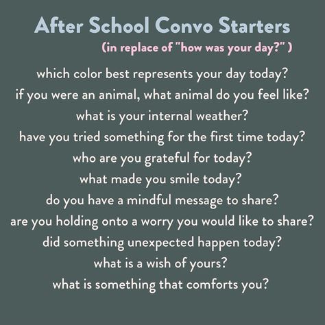 Charlotte Wilson on Instagram: “Looking for alternative after school questions for your ride home? Try these in replace of "how was your day?" and watch your conversation…” How Was Your Day Alternatives, Alternatives To How Was Your Day, School Questions, Parenting Strategies, Have You Tried, Do You Feel, After School, Relationship Advice, Make You Smile