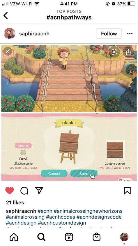 Acnh Fake Bridge, Wooden Path, Animal Crossing Qr, Straight Edges, Animal Crossing, Bridge, Custom Design, Animals, Quick Saves