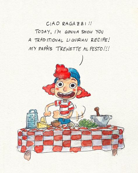 Disney and Pixar's Luca on Twitter: "Check out what’s cooking: #PixarLuca Director Enrico Casarosa shares his very own recipe for Trenette al Pesto featured in #PixarLuca. 🎨: @sketchcrawl… https://t.co/cITiPwa8T4" Luca Pasta, Trenette Al Pesto, Unique Pasta Dishes, Luca Fanart, Unique Pasta, Luca Pixar, Luca Disney, Disney Dishes, Lucas Movie