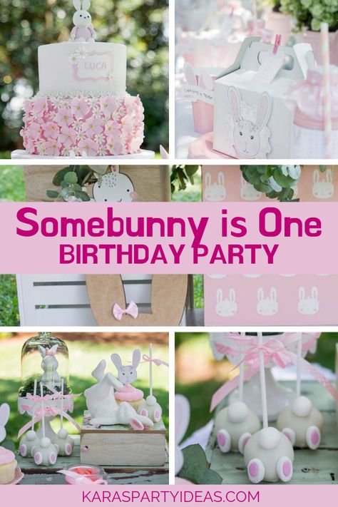 Bunny Theme Party Decor, Some Bunny Is Turning One Centerpiece, Bunny Centerpieces Birthday Parties, Bunny Tea Party Birthday, Somebunny Is Turning One Decorations, Bunny Decorations Party Ideas, Some Bunny Is One Birthday Decorations, Bunny Themed Birthday Party Girl, Some Bunny Is Turning One Decorations