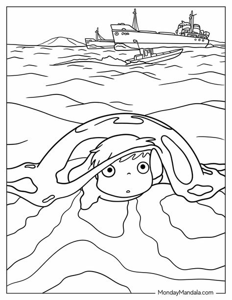 22 Studio Ghibli Coloring Pages (Free PDF Printables) Coloring Page Studio Ghibli, Studio Ghibli Coloring Pages Howl, Anime Coloring Pages Free Printable, Ghibli Coloring Pages Free Printable, Ghibli Colouring Pages, Howls Moving Castle Coloring Pages, Cool Coloring Pages Free Printable, Printable Drawings To Paint, Printable Drawings To Color