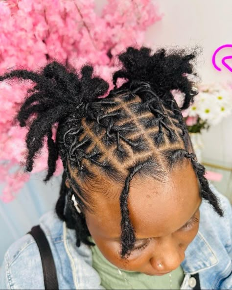 Loc Styles For Kids Girl, Dread Hairstyles For Girls Kids, Girl Loc Styles Kids, Little Black Girls Loc Styles, Loc Styles For Girls Kids, Styles For Short Starter Locs, Starter Locs Styles Short Hair, Kids Dreads Hairstyles, Kid Loc Styles