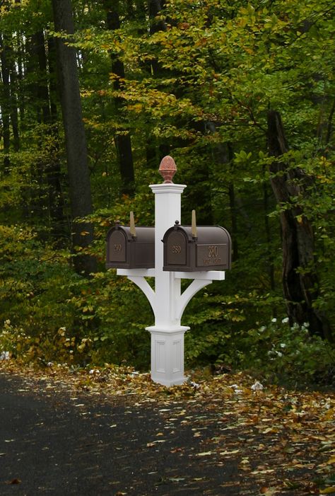 Multiple Mailbox Post Ideas, Mailbox Post Ideas, Double Mailbox, Double Mailbox Post, Mailbox Diy, Mailbox Makeover, Mailbox Landscaping, Landscaping On A Hill, Marine Drive