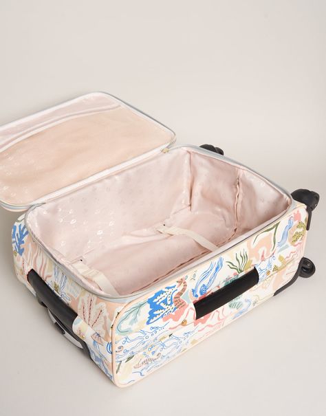 Whether you're catching a flight to a tropical destination or loading up the SUV for a beach trip with your girls, our Rolling Suitcases make travel easy and stylish! Our Mermaid Sea fabric is laminated with a splash-proof, stain resistant coating. With four wheels, this suitcase is ready to travel all the miles with you! Cute Luggage Aesthetic, Travel Stuff, Aesthetic Things To Buy, Suitcases, Ocean Room Decor, Room Wishlist, Trashy Outfits, Ocean Room, Tie Down Straps