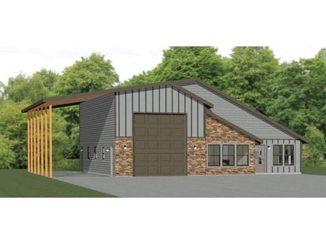 Shop With Living Quarters, Shop Apartment, Garage With Living Quarters, Metal Barn Homes, Rv Garage, Garage Apartment Plans, Pole Barn House Plans, Garage House Plans, Tiny Cabins