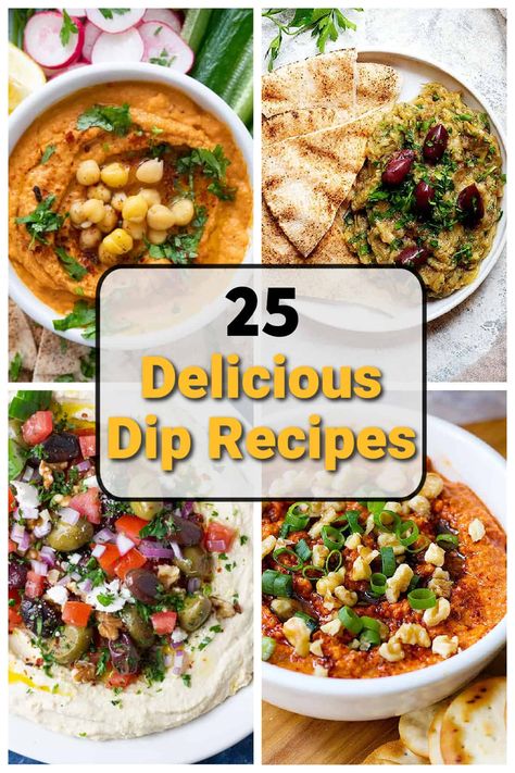 Up your party game with these easy and delicious dip recipes! Check out our top recipes for dips, from classics such as hummus and baba ganoush to pizza dip. We've included notes and tips for storage and making these recipes in advance. Middle Eastern Dips, Lebanese Dips, Mediterranean Dip Recipes, Top Dip Recipes, Recipes For Dips, Mediterranean Dips, Spicy Hummus Recipe, Greek Eggplant Dip, Baked Feta Recipe