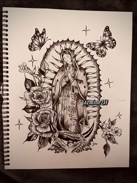 Mary Tattoo, Mexican Art Tattoos, Cholo Art, Tattoo Outline Drawing, Chicano Art Tattoos, Chicano Drawings, Dope Tattoos For Women, Tattoo Style Drawings, Graffiti Style Art