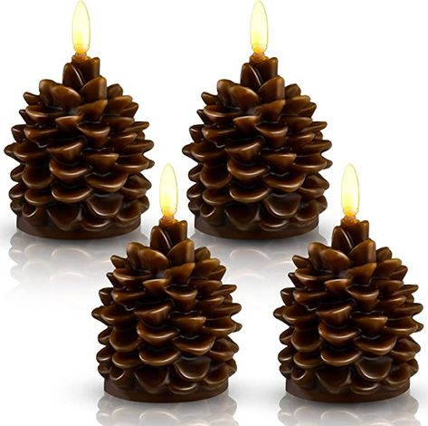 Amazon.com: 4 Pieces Christmas Pine Cone Flameless LED Candles Christmas Pinecone Candle Decorations Real Wax Unscented Battery Operated Candle for Thanksgiving Christmas Winter Holiday Decoration (Brown) : Home & Kitchen Pinecone Candle, Acorn Decorations, Christmas Pine Cones, Pine Cone Candles, Winter Holiday Decorations, Pine Cone Decorations, Flameless Led Candles, Fabulous Christmas, Battery Operated Candles