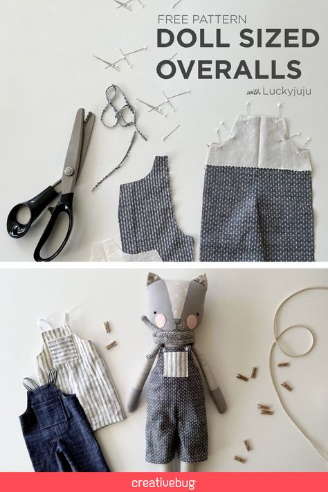 Fabric For Doll Making, Diy Stuffed Animal Clothes, Doll Accessories To Sew, Free Doll Dress Pattern, How To Sew Doll Clothes Tutorials, Baby Doll Clothes Patterns Free Sewing, Stuffed Animal Clothes Patterns, Dress Up Sewing Patterns, Doll Overalls Pattern Free