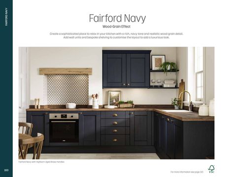 Howdens_Kitchen_Brochure Howdens Navy Kitchen, Navy Blue Kitchen Wooden Worktop, Howdens Dusk Blue Kitchen, Shaker Kitchen Inspiration, Blue Kitchen Copper Handles, Howdens Chilcomb Navy, Blue Kitchen Inspiration, Kitchen Shaker Style, Blue Kitchen Ideas