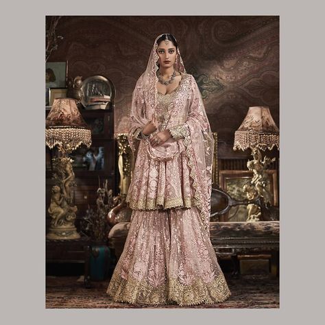 166 Likes, 1 Comments - Rimple & Harpreet Narula (@rimpleandharpreet) on Instagram: “RAH Tribe | On Kritika, a carnation pink tulle kalidar and sharara. The set has delicately rendered…” Rimple Harpreet Narula, Rimple Harpreet, Lehenga Inspiration, Rimple And Harpreet Narula, Carnation Pink, Wedding Saree Blouse, Indian Gowns Dresses, Indian Gowns, Wedding Saree