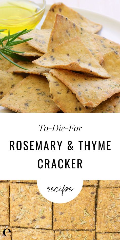 Homemade Triscuits Cracker Recipe, Gluten Free Savory Snacks, Cracker Homemade, Chickpea Crackers, Gluten Free Cracker Recipe, Cracker Recipe, Healthy Crackers, Resepi Biskut, Rosemary And Thyme