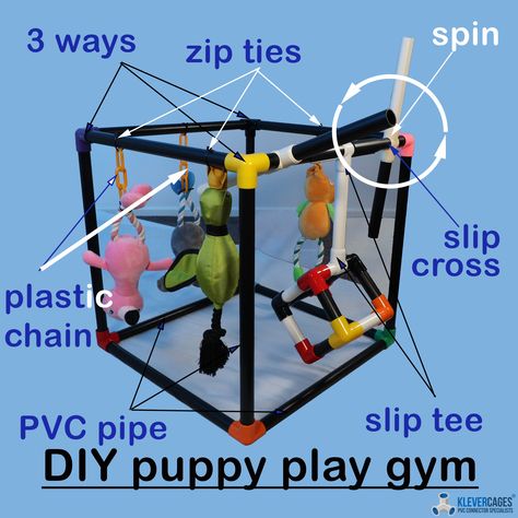 Diy Puppy Play Gym, Puppy Playground Diy, Diy Puppy Playpen, Puppy Enrichment Ideas Diy, Puppy Enrichment Ideas, Puppy Play Gym, Diy Puppy Toys, Puppy Enrichment, Dog Whelping