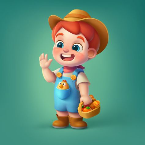 Farm Character Design, Kids Character Design, Kid Character Design, Family Farm Seaside, Character Design Game, Kids Cartoon Characters, Casual Art, Boy Illustration, Cute Images For Dp