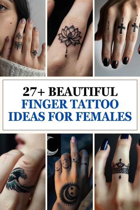 Finger Tattoo For Women Meaningful, Claddagh Ring Tattoo On Finger, Small Meaningful Finger Tattoos, Tattoo For Fingers Women, Female Hand Tattoos Ideas, Lace Finger Tattoo, Celtic Knot Finger Tattoo, Ladies Finger Tattoos, Female Finger Tattoo Ideas