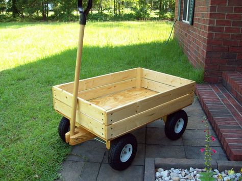 Wood Wagon Diy, Diy Wagon Cart, Diy Wagon, Wood Kids Toys, Diy Garage Work Bench, Kids Wagon, Wood Wagon, Wooden Cart, Wooden Wagon