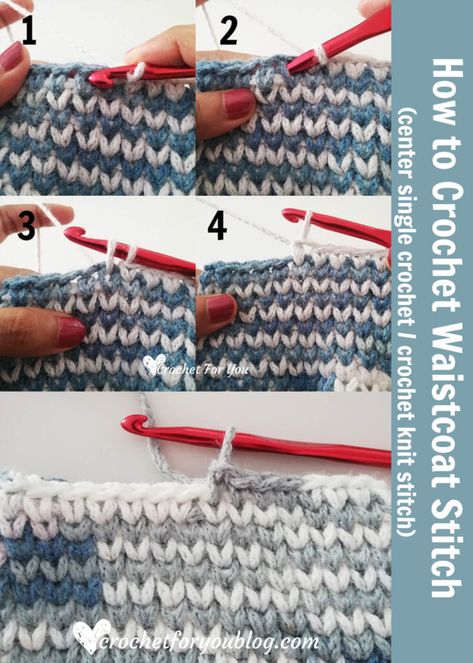 Waistcoat Stitch Crochet Sweater, Waist Coat Stitch Crochet Pattern, Crochet Stitch For Sweaters, Sweater Stitch Crochet, Stockinette Stitch Crochet, Waistcoat Stitch Crochet Patterns, Crochet Stockinette Stitch, Types Of Crochet Stitches Chart, Waistcoat Stitch Crochet Tutorials