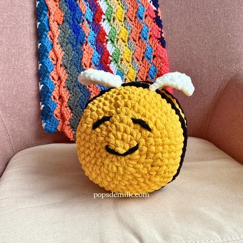 Do crochet bees dream of yarn flowers? Having a little nap with this big bee pillow might bee the answer 🌟🐝🤭 Check out my latest video pattern tutorial where I share how to make a crochet bee. This crochet bee makes for a cuddly pillow and adorable home decor. #popsdemilk #crochet #crocheting #crochetbee #beepillow #amigurumibee #amigurumi #crochetpattern Crochet Bees, Bee Pillow, Big Bee, Adorable Home, Yarn Flowers, Crochet Bee, Pattern Tutorial, Latest Video, Crochet Patterns