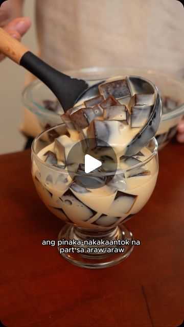 Kath and Gene on Instagram: "Para sa mga coffee + dessert lovers: Coffee Jelly using the new Carnation Everyday
Creamer 

Ingredients:
1 pack (25g) unflavored gulaman powder
1 liter water
2 tbsp Nescafé Classic
3/4 cup brown sugar
1 pack NESTLÉ Carnation Everyday Creamer
2/3 cup NESTLÉ Carnation Condensada

Steps:
1. Mix gulaman powder with water, Nescafe Classic and sugar in a pot. Stir and bring to simmer. Pour into a container. Set aside to cool. Cut into ½-inch cubes.
2. Mix NESTLÉ Carnation Everyday Creamer and NESTLE Carnation Condensda in a large bowl.
3. Add coffee jelly. Mix well, transfer into a serving container and refrigerate overnight. Serve well chilled.

#coffeejelly #dessert #eatschristmas #recipe #CarnationCreamyNamNam
#CarnationEverydayCreamer" Gulaman Dessert Recipe, Coffee Gelatin Dessert, Gulaman Dessert, Gelatin Desserts, Coffee Jelly, Gelatin Dessert, Filipino Dishes, Coffee Dessert, Dessert Lover