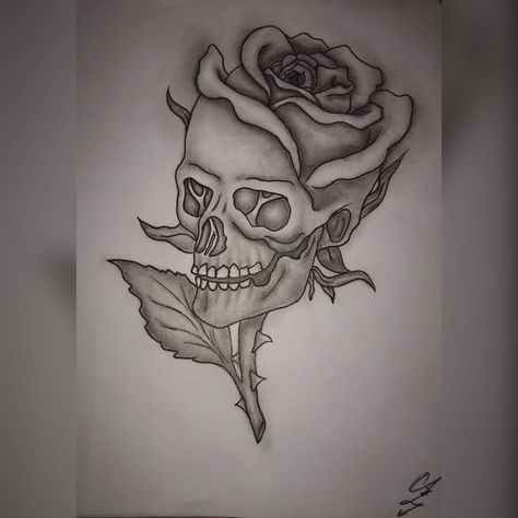 Skull With Roses Drawing, Skull Drawing Sketches, Flash Art Tattoos, Skull Rose Tattoos, Rose Drawing Tattoo, Petit Tattoo, Kunst Tattoos, Skull Art Drawing, Skulls Drawing