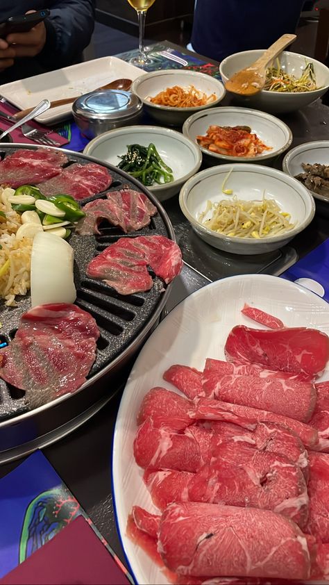 Korean barbecue Korean Dinner Table Aesthetic, Korean Barbecue Aesthetic, Korean Barbeque Aesthetic, Korea Barbecue, Korean Bbq Aesthetic, Barbecue Aesthetic, Korean Hotpot, Korea Bbq, Raining Sound