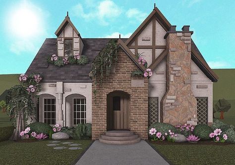 flower home 🍀🌸🌷 #bloxburg #bloxburgroblox #explore #roblox I Just Need Someone, Cottage Core Bloxburg House, Bloxburg Cottage, Cottage Core House, Houses Bloxburg, House Plans With Pictures, Small House Layout, Story Layout, Tiny House Layout