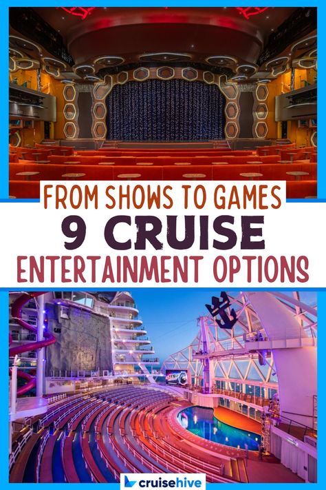 Cruise ships are bursting at the seams with cruise entertainment options, including production shows, games and more! via @cruisehive Cruise Entertainment, Cruise Tips And Tricks, Royal Cruise, Cruise Secrets, Princess Cruise Lines, Royal Caribbean Cruise Lines, Top Cruise, Costa Cruises, How To Book A Cruise