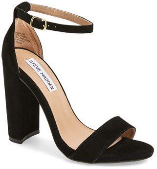 Women's Steve Madden 'Carrson' Sandal Prom Heels, Ankle Strap High Heels, Strap Sandals Women, Suede Block Heels, Prom Shoes, Fashion Heels, Black High Heels, Ankle Strap Heels, Sandal Women