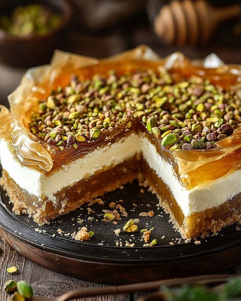 Advertisement Prepare to be swept away by the symphony of flavors that this Honey Pistachio ... Read more Cheesecake Baklava, Honey Pistachio, Baklava Cheesecake, Cajun Salmon, Pistachio Baklava, Roasted Walnuts, Xmas Dinner, Classic Cheesecake, Phyllo Dough