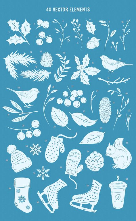 Christmas Gift: Winter Vector Set - FilterGrade Winter Design Graphic, Winter Poster Design, Winter Graphic Design, Holiday Ads, Christmas Vector Illustration, Winter Graphics, Candle Illustration, Winter Vector, Christmas Invite