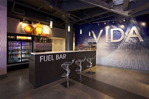 Fuel Bar Gym Juice Bar, Juice Bar Ideas, Boutique Gym Design, Gym Smoothies, Gym Layouts, Fuel Bar, Gym Designs, Boutique Gym, Sports Facility