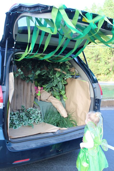 Tinker Bell's Forest Tinkerbell Trunk Or Treat, Forest Trunk Or Treat, Trunk Or Treat Truck, Trunker Treat Ideas, Epic Halloween Costumes, Dinosaur Family, Trunk Or Treat Ideas, Dinosaur Halloween, Hallowen Ideas