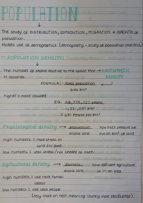 Geography Population Notes, Neat Notes Aesthetic Layout, Aesthic Notes Ideas, Things To Take Notes On For Fun, Chapter Summary Notes, Geography Notes Ideas, Geography Notes Aesthetic, 8th Grade Notes, Notes Social Studies