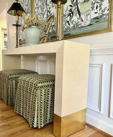 Grasscloth Furniture, Grasscloth Console Table, Chinoiserie Panels, Brass Tacks, Happy House, Some Questions, Fabulous Fabrics, Eclectic Decor, House Inspo