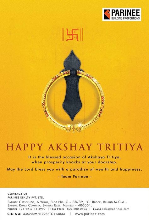 Parinee Realty wishes you all a very Happy Akshay Tritiya  www.parinee.com  #parinee #parineebuilders #realestate #luxury #luxurioushouse #realtor #propertymanagement #bestpropertyrates #homesellers #bestexperience #homebuyers #dreamhome #mumbai Akshay Tritiya, Property Management, Very Happy, Media Design, Social Media Design, Home Buying, Mumbai, Real Estate, Social Media