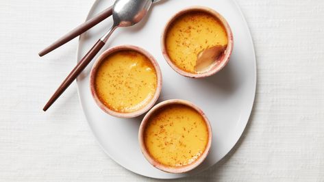 This simple baked custard from the Darden Sisters relies on honey for sweetness and a bit of citrus extract and zest for a boost of flavor. Rosh Hashanah Recipes, Peach Wine, Custard Recipe, Baked Custard, Lemon Bar, Custard Pudding, Custard Powder, Custard Recipes, Frosé