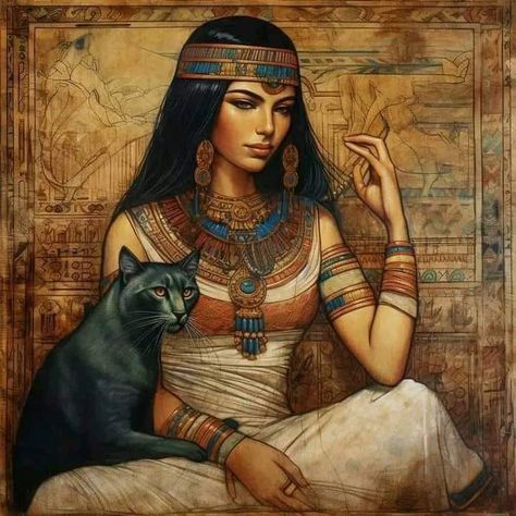 Cleopatra Aesthetic, Egypt Cat, Egyptian Aesthetic, Egyptian Drawings, Egyptian Goddess Art, Starověký Egypt, Egypt Aesthetic, Egyptian Women, Egyptian Cat