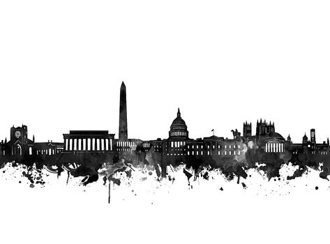 Washington Dc Tattoo, Washington Dc Doodles, Washington Dc City Skyline, Washington Dc Skyline Silhouette, Vancouver Tattoo, Washington Dc Black And White, Washington Dc Skyline, Sport Tattoos, Skyline Tattoo