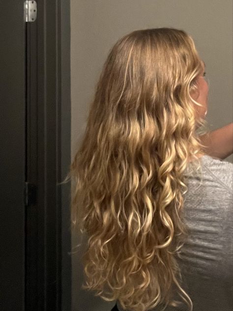 my curls never ever come out this nice so i had to document it 2b Blonde Hair, Blonde Curly Long Hair, Loose Natural Curls, Curly Blonde Hair Aesthetic, Blond Curly Hair Aesthetic, Loose Blonde Curls, Healthy Wavy Curly Hair Aesthetic, Long Blonde Wavy Hair, Long Wavy Blonde Hair